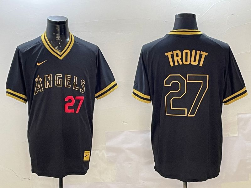 Men Los Angeles Angels #27 Trout Black Gold Game 2025 Nike MLB Jersey style 4->los angeles angels->MLB Jersey